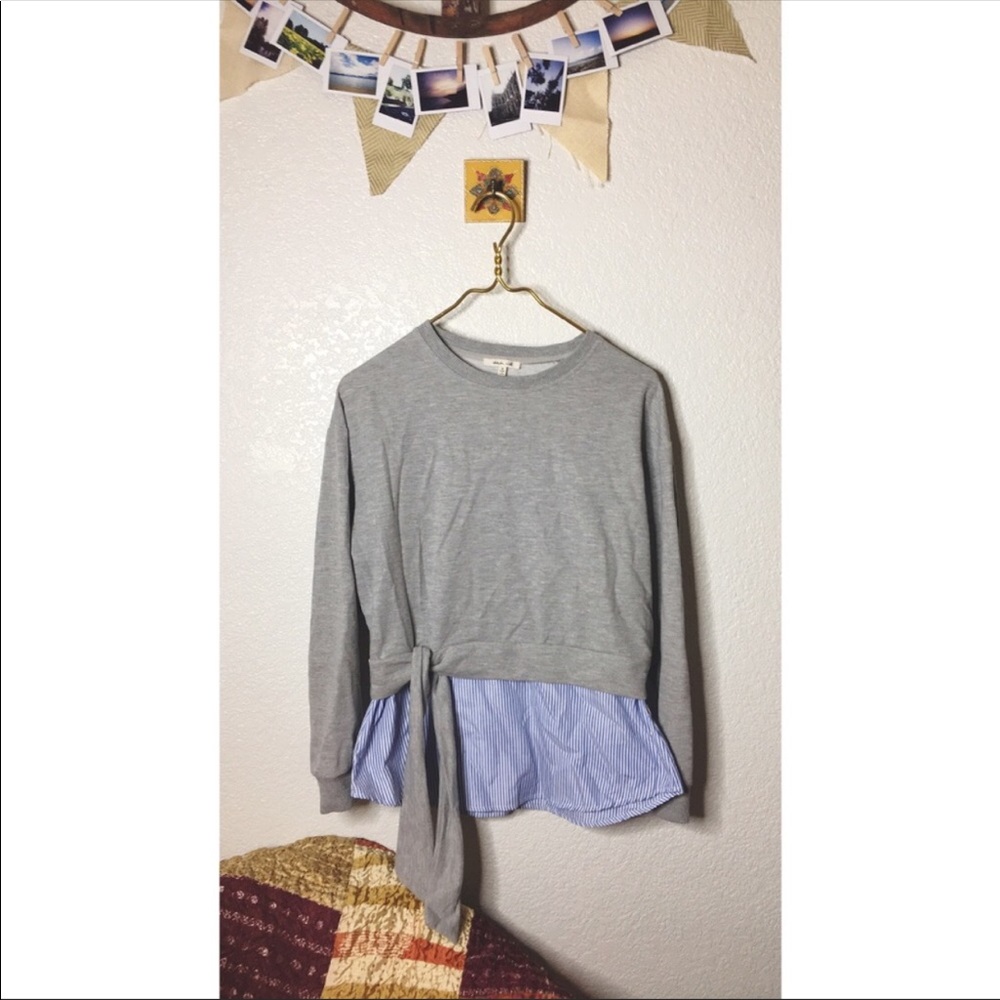Grey + Blue Stripe Sweater